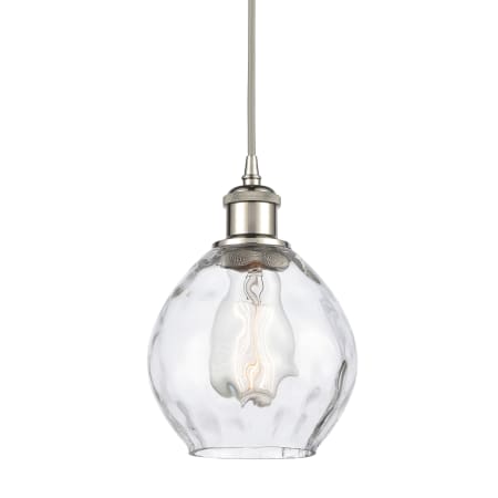 A large image of the Innovations Lighting 516-1P-9-6 Waverly Pendant Clear / Polished Nickel