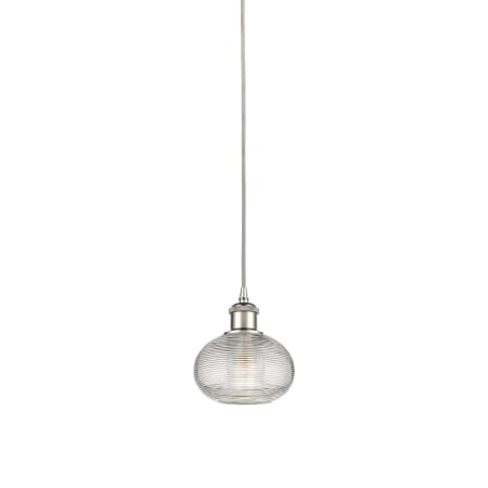 A large image of the Innovations Lighting 516-1P-7-6 Ithaca Pendant Polished Nickel