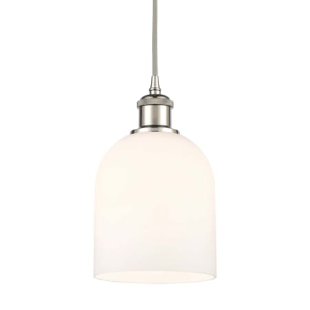 A large image of the Innovations Lighting 516-1P-10-6 Bella Pendant Polished Nickel / Glossy White