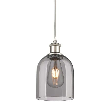 A large image of the Innovations Lighting 516-1P-10-6 Bella Pendant Polished Nickel / Light Smoke