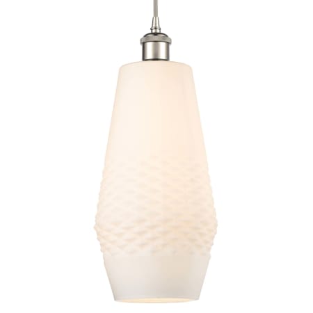 A large image of the Innovations Lighting 516-1P-17-7 Windham Pendant Polished Nickel / White