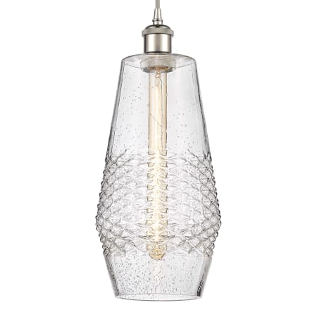 A large image of the Innovations Lighting 516-1P-17-7 Windham Pendant Polished Nickel / Seedy