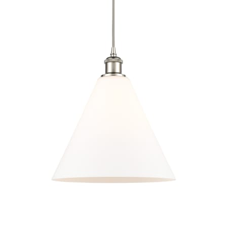 A large image of the Innovations Lighting 516-1P-15-12 Berkshire Pendant Matte White / Polished Nickel