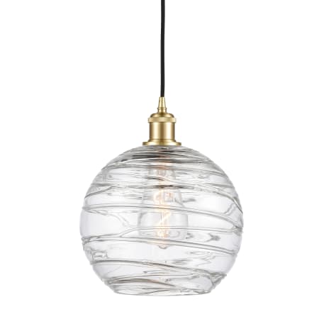 A large image of the Innovations Lighting 516-1P-13-10 Athens Pendant Clear Deco Swirl / Satin Gold