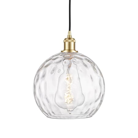 A large image of the Innovations Lighting 516-1P-13-10 Athens Pendant Satin Gold / Clear Water Glass