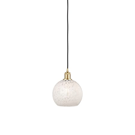 A large image of the Innovations Lighting 516-1P-10-8 White Mouchette Pendant Satin Gold