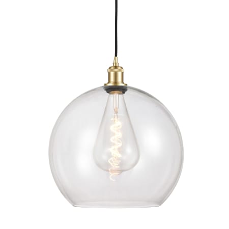 A large image of the Innovations Lighting 516-1P-18-14 Athens Pendant Satin Gold / Clear