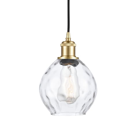 A large image of the Innovations Lighting 516-1P-9-6 Waverly Pendant Clear / Satin Gold