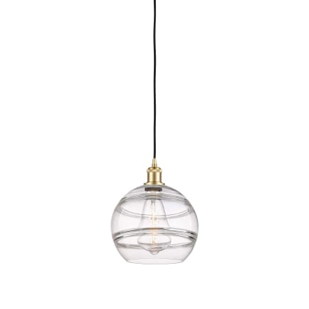 A large image of the Innovations Lighting 516-1P-12-10 Rochester Pendant Satin Gold / Clear