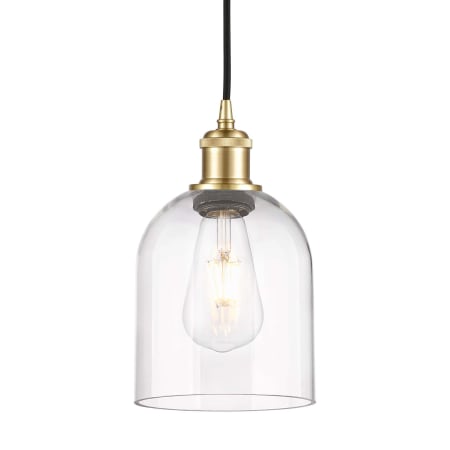 A large image of the Innovations Lighting 516-1P-10-6 Bella Pendant Satin Gold / Clear