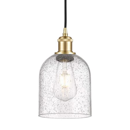 A large image of the Innovations Lighting 516-1P-10-6 Bella Pendant Satin Gold / Seedy