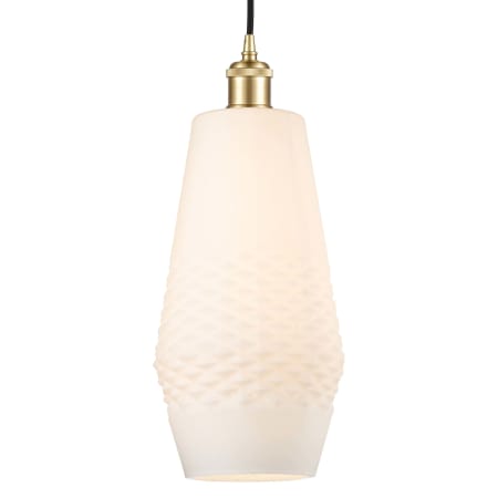 A large image of the Innovations Lighting 516-1P-17-7 Windham Pendant Satin Gold / White