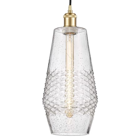 A large image of the Innovations Lighting 516-1P-17-7 Windham Pendant Satin Gold / Seedy