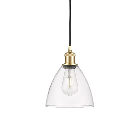 A large image of the Innovations Lighting 516-1P-11-8 Bristol Pendant Satin Gold / Clear