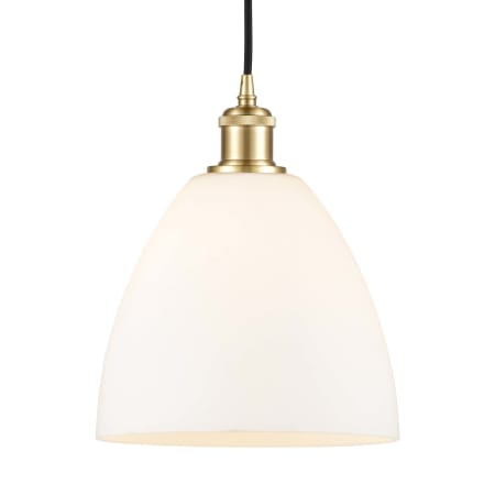 A large image of the Innovations Lighting 516-1P-14-9 Bristol Pendant Satin Gold / Matte White