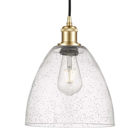 A large image of the Innovations Lighting 516-1P-14-9 Bristol Pendant Satin Gold / Seedy