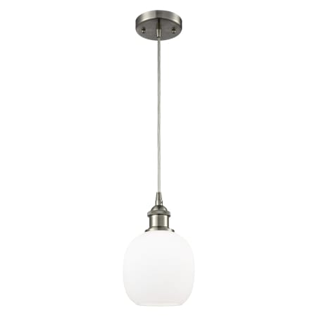 A large image of the Innovations Lighting 516-1P Belfast Brushed Satin Nickel / Matte White
