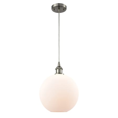 A large image of the Innovations Lighting 516-1P Large Athens Brushed Satin Nickel / Matte White