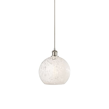 A large image of the Innovations Lighting 516-1P-12-10 White Mouchette Pendant Brushed Satin Nickel