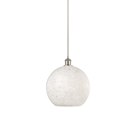 A large image of the Innovations Lighting 516-1P-14-12 White Mouchette Pendant Brushed Satin Nickel