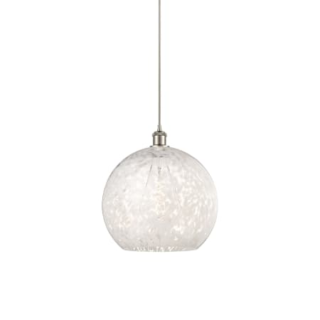 A large image of the Innovations Lighting 516-1P-17-14 White Mouchette Pendant Brushed Satin Nickel