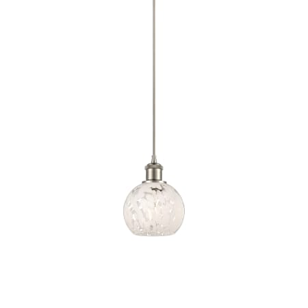 A large image of the Innovations Lighting 516-1P-8-6 White Mouchette Pendant Brushed Satin Nickel