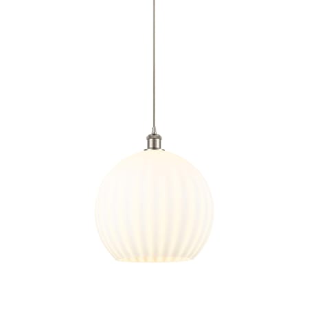 A large image of the Innovations Lighting 516-1P-17-14 White Venetian Pendant Brushed Satin Nickel