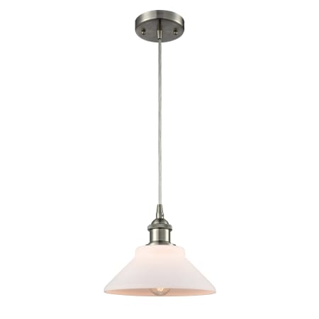 A large image of the Innovations Lighting 516-1P Orwell Brushed Satin Nickel / Matte White