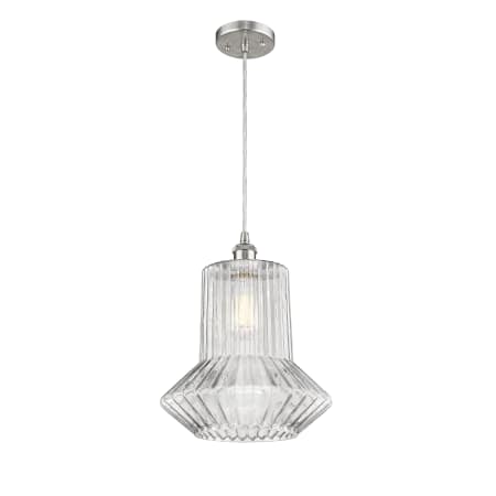 A large image of the Innovations Lighting 516-1P Pendleton Brushed Satin Nickel / Clear