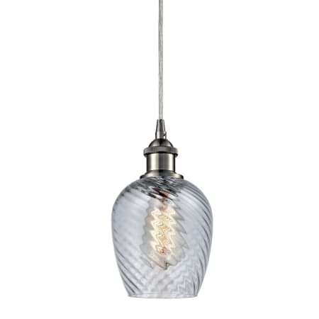 A large image of the Innovations Lighting 516-1P Salina Brushed Satin Nickel / Clear Spiral Fluted