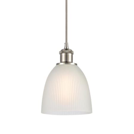 A large image of the Innovations Lighting 516-1P-9-6 Castile Pendant White / Brushed Satin Nickel