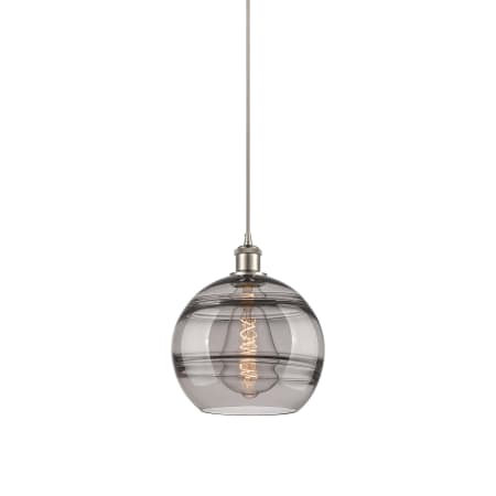 A large image of the Innovations Lighting 516-1P-12-10 Rochester Pendant Brushed Satin Nickel / Smoked