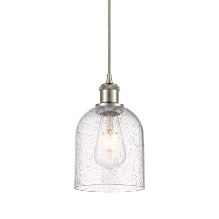 A large image of the Innovations Lighting 516-1P-10-6 Bella Pendant Brushed Satin Nickel / Seedy