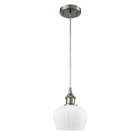 A large image of the Innovations Lighting 516-1P Fenton Brushed Satin Nickel / Matte White
