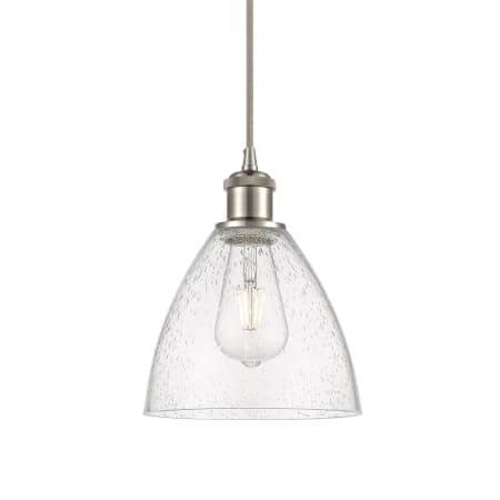 A large image of the Innovations Lighting 516-1P-11-8 Bristol Pendant Brushed Satin Nickel / Seedy