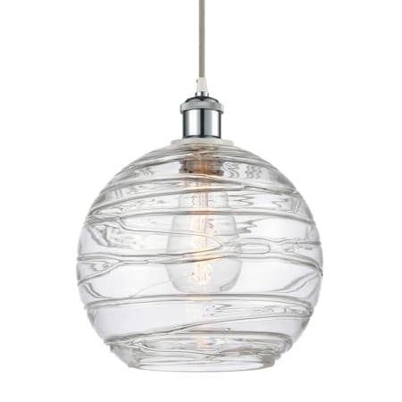 A large image of the Innovations Lighting 516-1P-13-10 Athens Pendant Clear Deco Swirl / White and Polished Chrome