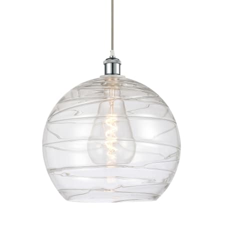 A large image of the Innovations Lighting 516-1P-17-14 Athens Pendant White and Polished Chrome / Clear Deco Swirl