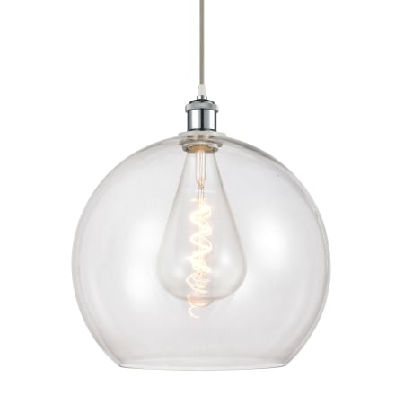 A large image of the Innovations Lighting 516-1P-18-14 Athens Pendant White and Polished Chrome / Clear