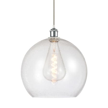 A large image of the Innovations Lighting 516-1P-18-14 Athens Pendant White and Polished Chrome / Seedy