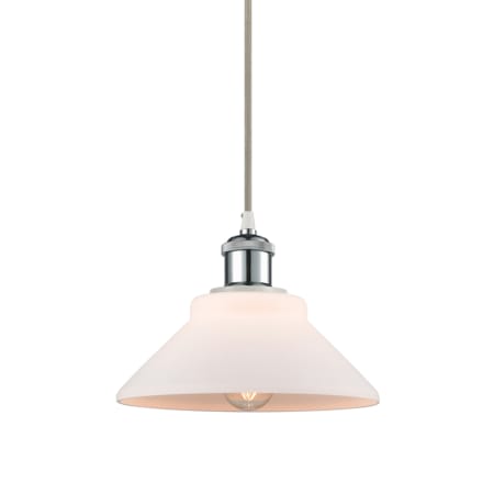 A large image of the Innovations Lighting 516-1P-7-8 Orwell Pendant Matte White / White and Polished Chrome