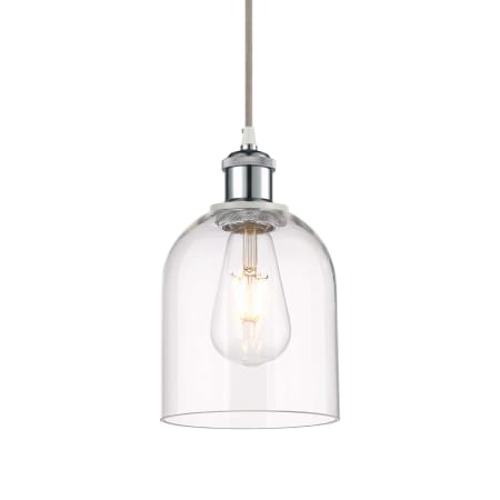 A large image of the Innovations Lighting 516-1P-10-6 Bella Pendant White Polished Chrome / Clear