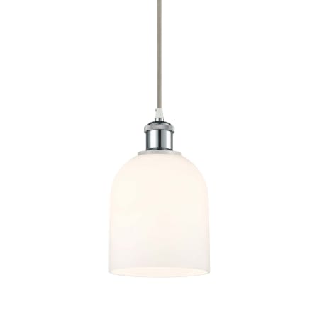 A large image of the Innovations Lighting 516-1P-10-6 Bella Pendant White Polished Chrome / Glossy White