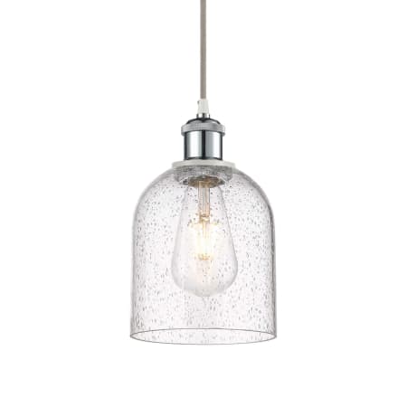 A large image of the Innovations Lighting 516-1P-10-6 Bella Pendant White Polished Chrome / Seedy