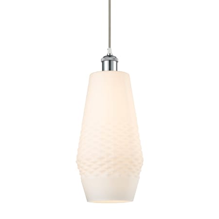 A large image of the Innovations Lighting 516-1P-17-7 Windham Pendant White and Polished Chrome / White