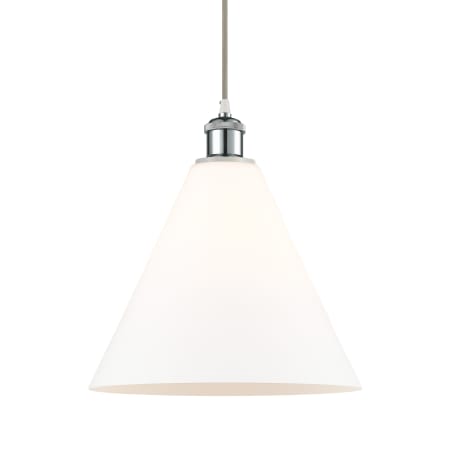 A large image of the Innovations Lighting 516-1P-15-12 Berkshire Pendant White and Polished Chrome / Matte White