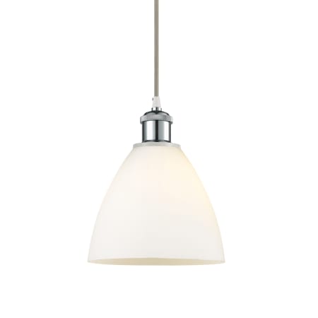 A large image of the Innovations Lighting 516-1P-11-8 Bristol Pendant White and Polished Chrome / Matte White