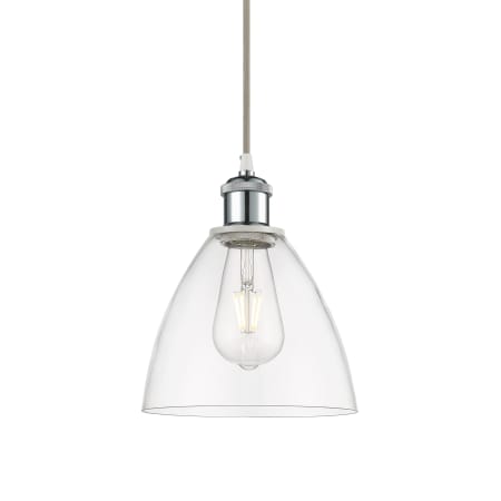 A large image of the Innovations Lighting 516-1P-11-8 Bristol Pendant White and Polished Chrome / Clear