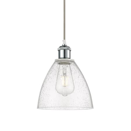 A large image of the Innovations Lighting 516-1P-11-8 Bristol Pendant White and Polished Chrome / Seedy