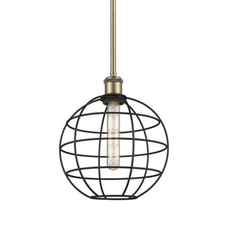 A large image of the Innovations Lighting 516-1S-13-10 Lake Placid Pendant Antique Brass / Matte Black