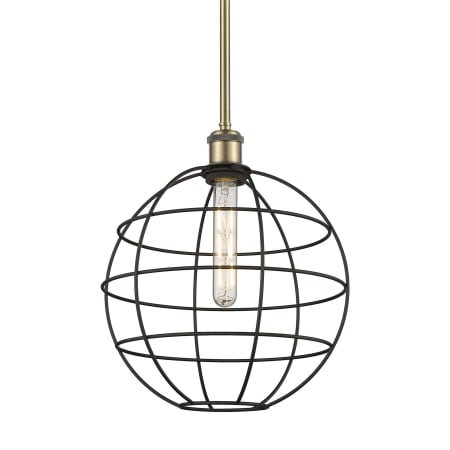 A large image of the Innovations Lighting 516-1S-15-12 Lake Placid Pendant Antique Brass / Matte Black